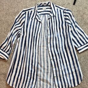 Chico's Navy and White Striped Shirt